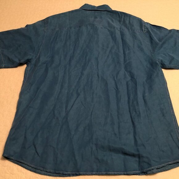 BLUE BY PRONTO UOMO Men's 'SILK/LINEN SHIRT SKY BLUE LARGE - Picture 3 of 9